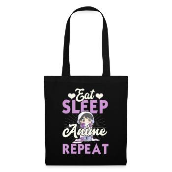 Eat Sleep Anime Repeat Japanese Manga Lover Cospla - Tote Bag - black - Front