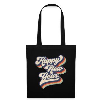 Vintage Happy New Year Silvester Party - Lustiges Silvester - Stoffbeutel - Schwarz - Vorne