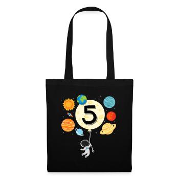 Astronaute Balloon Planets 5th Birthday Space 5 oui - Sac en tissu - noir - Devant