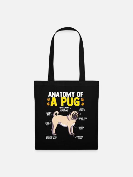 Anatomie eines Mops Hund Lustiger Hund Liebhaber Giftkawaii pu - Stoffbeutel - Schwarz
