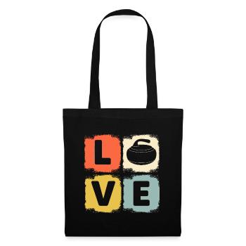 Curling rétro amour design curler sports de glace d’hiver - Sac en tissu - noir - Devant