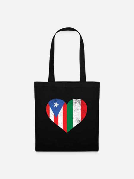 Italienische puerto-ricanische Flagge Liebe Italien Puerto Rico H - Stoffbeutel - Schwarz