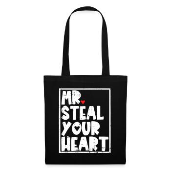 Mr Steal Your Heart Valentinstag Funny V Day Boy - Stoffbeutel - Schwarz - Vorne