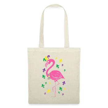 Narr Rosa Flamingo Vogel Tier Niedlich Mardi Gras C - Stoffbeutel - Natur - Vorne