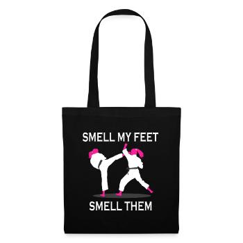 Drôle Karate Girl kick foot Smell my feet smell th - Sac en tissu - noir - Devant