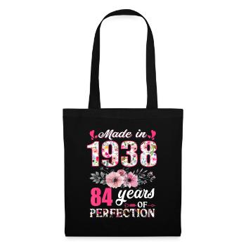 Fabriqué en 1938 Floral 84 ans 84e anniversaire cadeau - Sac en tissu - noir - Devant