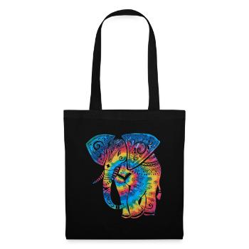 Tie Dye Elephant Mandala - Stoffbeutel - Schwarz - Vorne