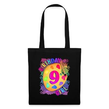 Nine Year Old Birthday Girl Painting Party Brush a - Tote Bag - black - Front