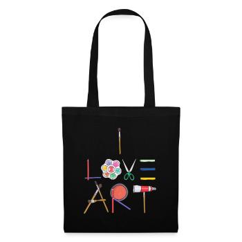 Ich liebe Kunst Niedlicher Spaß Malen Zeichnen Skizzenkünstler - Stoffbeutel - Schwarz - Vorne