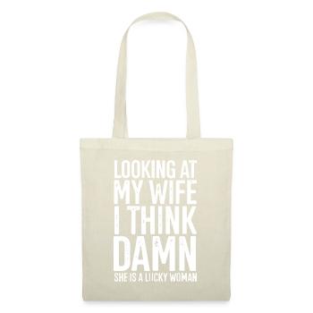 Mens My Wife Is A Lucky Woman Wife Themed Gift Hus - Stoffbeutel - Natur - Vorne