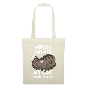 Désolé, je suis en retard, mon chat était assis sur moi Tshirt chat - Sac en tissu - nature - Devant