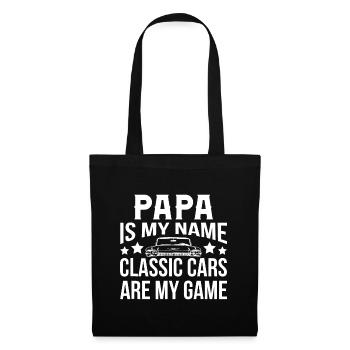 Herren Oldtimer Papa ist mein Name Vatertag Gif - Stoffbeutel - Schwarz - Vorne