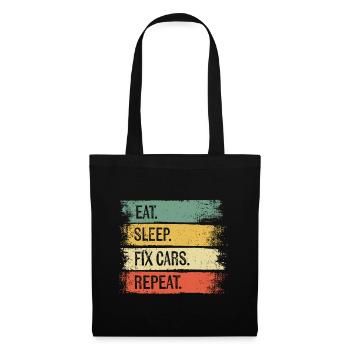 Manger dormir Réparer les voitures Répéter Drôle de voiture mécanique automobile - Sac en tissu - noir - Devant