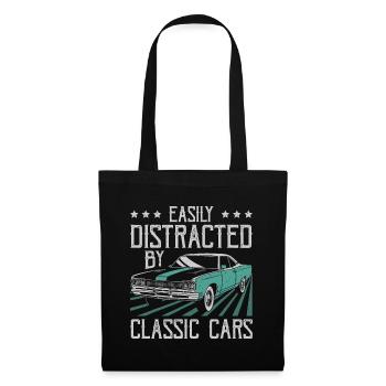 Facilement distrait par les voitures classiques drôle vieux Vintag - Sac en tissu - noir - Devant
