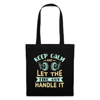 Keep Calm Cars Wheel Fix Dad Geschenk - Tire Guy - Stoffbeutel - Schwarz - Vorne
