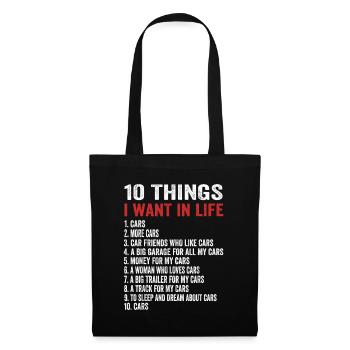 10 choses que je veux dans ma vie Voitures Plus de voitures10 chose - Sac en tissu - noir - Devant
