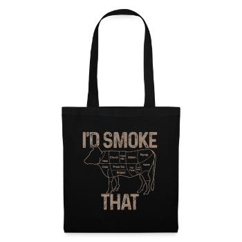 Mens Chef Boucher Cuisinier BBQ Je fumerais ce boeuf de vache - Sac en tissu - noir - Devant