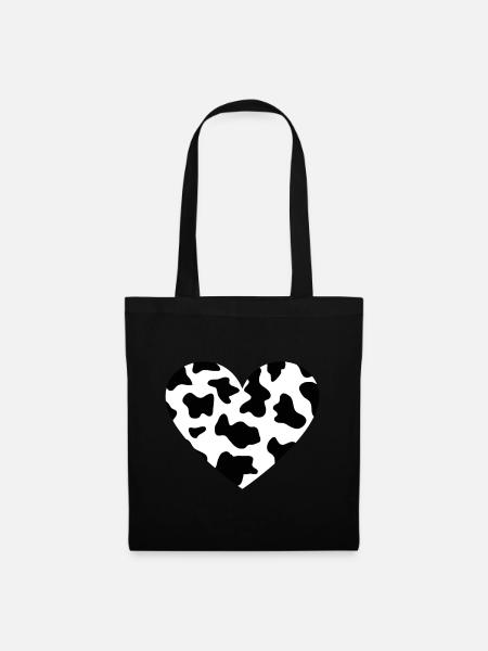 Awesome Cow Print Black & White Print Hearttrendyh - Tote Bag - black