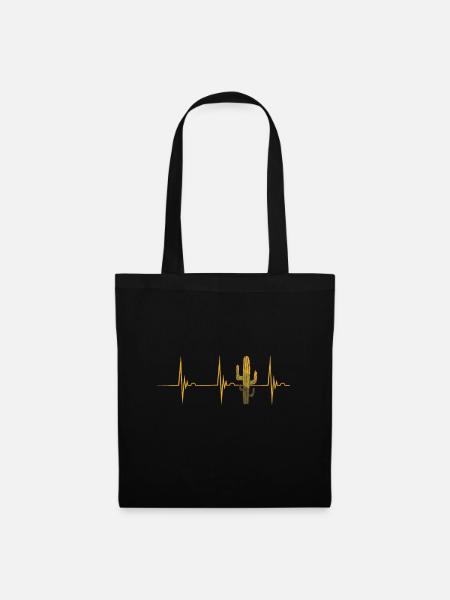 Saguaro Cactus Heartbeat ECG Pulse Cactus succulents - Sac en tissu - noir