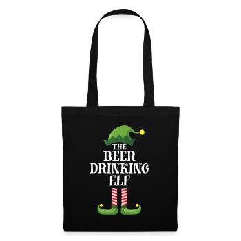 Bier trinkende Elfe passende Familiengruppe Weihnachten - Stoffbeutel - Schwarz - Vorne