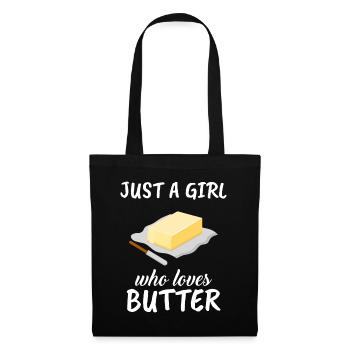 Nur ein Mädchen, das Butter liebt | Outfit Geschenk Butter - Stoffbeutel - Schwarz - Vorne