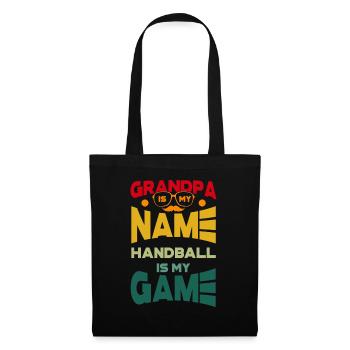Grandpa Is My Name Handball Is My Game - Stoffbeutel - Schwarz - Vorne