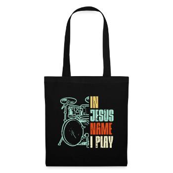 Jésus Nom Je joue de la batterie Dieu Tambour Musique Christi - Sac en tissu - noir - Devant