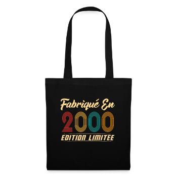 Fabriqué en 2000 Vintage cadeau d'anniversaire - Sac en tissu - noir - Devant