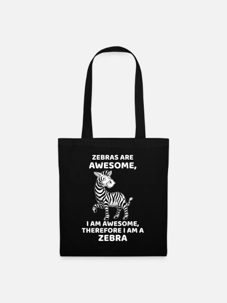 Awesome Cartoon I am a Zebra idea for Zebra Lovers - Tote Bag - black