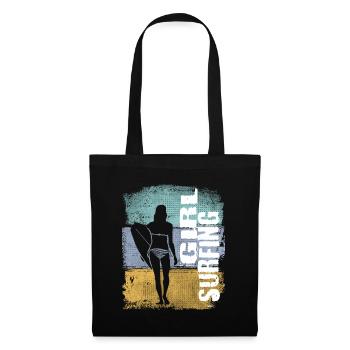 Girl Surfing Vintage Retro Surfer Girl - Tote Bag - black - Front