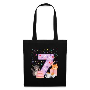 Enfants 7ème anniversaire Fille mignon Tenue de chat 7 ans - Sac en tissu - noir - Devant