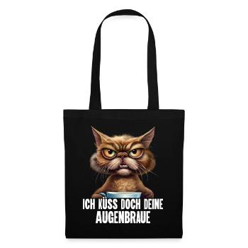 Katze Kaffee Lustige Sprüche - Stoffbeutel - Schwarz - Vorne