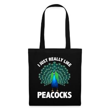 Cool Peacock Design Pour Hommes Femmes Enfants Oiseau Peacoc - Sac en tissu - noir - Devant