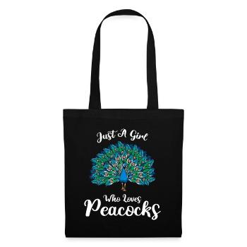 Lustig Just A Girl Who Loves Peacocks Idee Geschenk - Stoffbeutel - Schwarz - Vorne