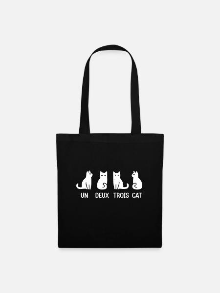 Funny Meow Kitty Un Deux Trois Cat Funny Black Cat - Tote Bag - black