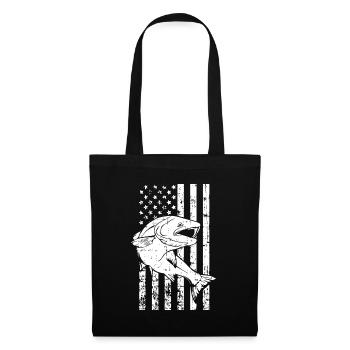 Amerikanische Flagge Bass Angeln Valentinstag Fisherma - Stoffbeutel - Schwarz - Vorne