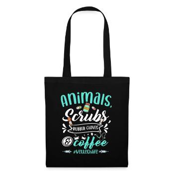 Veterinary Technician Animals Scrubs And Coffee Ve - Tote Bag - black - Front