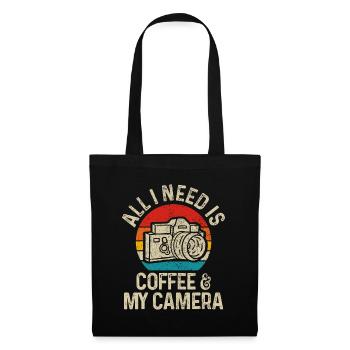 Photographer Gift Coffee & Camera Funny Vintage Ph - Tote Bag - black - Front