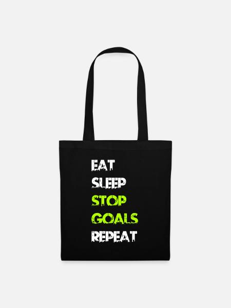 Eat Sleep Stop Goal Repeat Soccer Hockey Sport ide - Stoffbeutel - Schwarz