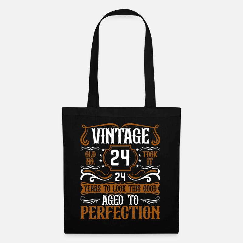 24. Geburtstag Vintage Retro - Stoffbeutel - Schwarz