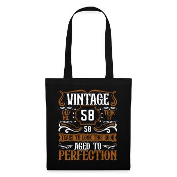 58. Geburtstag Vintage Retro - Stoffbeutel - Schwarz - Vorne