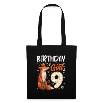 Fox Animal Lovers 9th Birthday Girl Fox B-day 9 ye - Tote Bag - black - Front