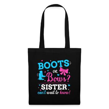 Gender reveal boots or bows sister matching baby p - Tote Bag - black - Front