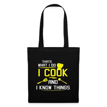 Chef Geek Essen Lustig Ich Koche Und Ich Weiß DingeEssen - Stoffbeutel - Schwarz - Vorne