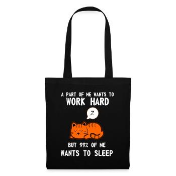 Lazy Cat Sleeping Tired Work Motivation - Tote Bag - black - Front