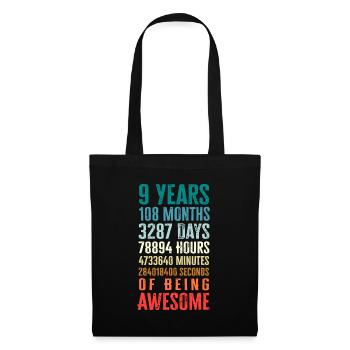 9 Jahre 108 Monate Awesome Happy 9th Birt - Stoffbeutel - Schwarz - Vorne