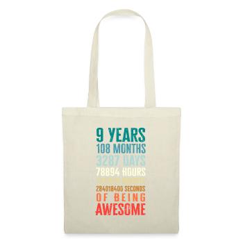 9 Jahre 108 Monate Awesome Happy 9th Birt - Stoffbeutel - Natur - Vorne