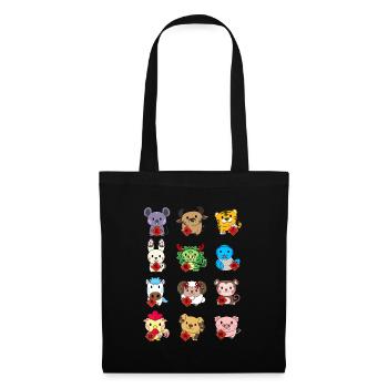 Un animal chinois mignon signe le Nouvel An lunaire - Sac en tissu - noir - Devant