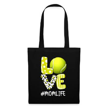 Love Tennis Mom Life Player mit Leopardmom und ba - Stoffbeutel - Schwarz - Vorne