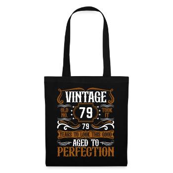 79. Geburtstag Vintage Retro - Stoffbeutel - Schwarz - Vorne